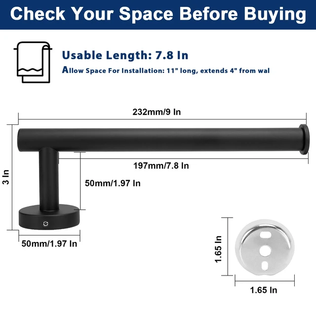 Alt view image 2 of 7 - Hand Towel Holder/Towel Ring, Thicken Stainless Steel Hand Towel Bar for Bathroom, Rustproof Wall Mounted Towel Rack, Contemporary Style Bath Accessories, 9 Inch (5 Pack, Matte Black)