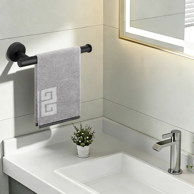 Alt view image 5 of 7 - Hand Towel Holder/Towel Ring, Thicken Stainless Steel Hand Towel Bar for Bathroom, Rustproof Wall Mounted Towel Rack, Contemporary Style Bath Accessories, 9 Inch (5 Pack, Matte Black)