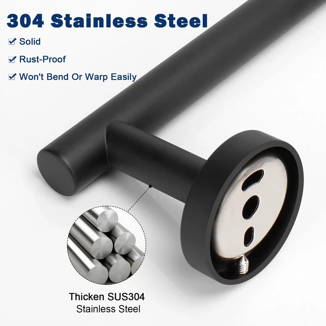 Alt view image 7 of 7 - Hand Towel Holder/Towel Ring, Thicken Stainless Steel Hand Towel Bar for Bathroom, Rustproof Wall Mounted Towel Rack, Contemporary Style Bath Accessories, 9 Inch (5 Pack, Matte Black)