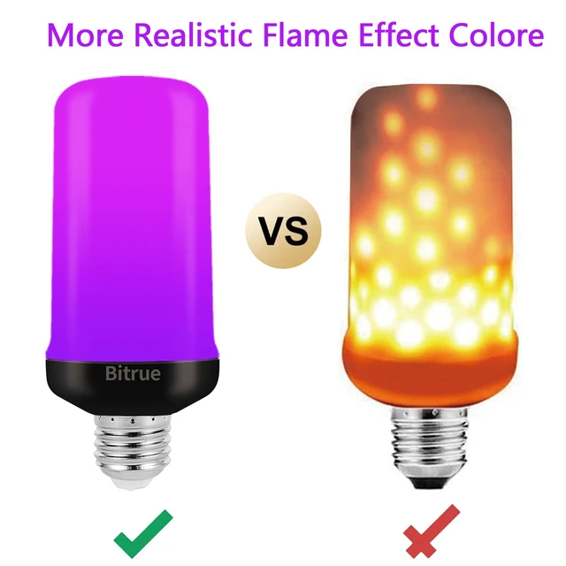 Alt view image 5 of 6 - LED Flame Bulbs, 4 Modes Purple Flame Effect Light Bulbs, E26 Base Fire Light Bulb with Gravity Sensor, Flickering Light Bulbs for Hallowee Home Decor (Purple 2 Pack)