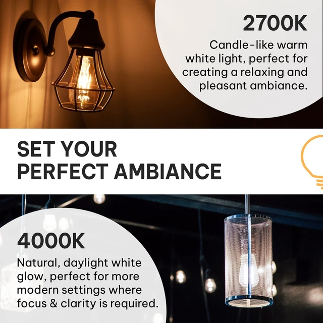 Alt view image 6 of 7 - Vintage LED Edison Light Bulbs, 60W Equivalent, E26/E27 Base, 2700K Soft White, Dimmable, ST58 Style Decorative Lights - 6 Pack