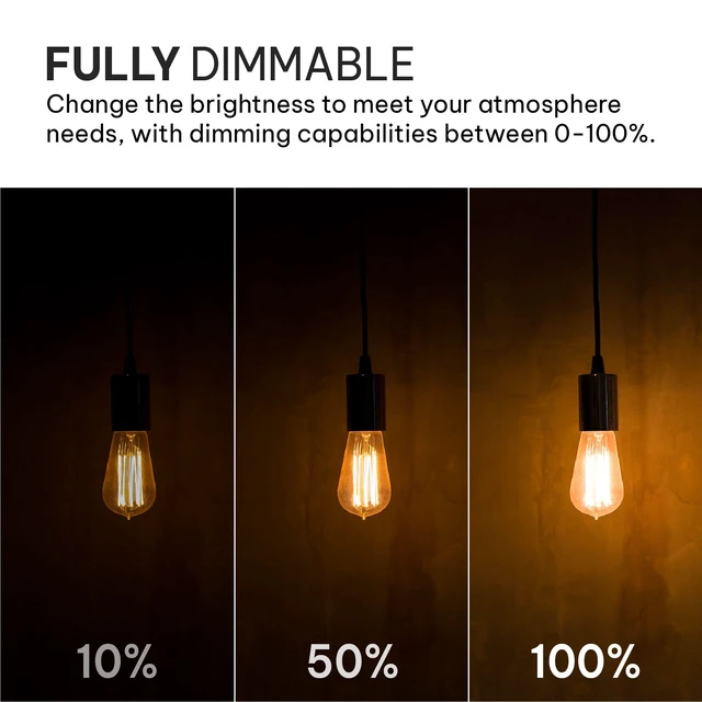 Alt view image 3 of 7 - Vintage LED Edison Light Bulbs, 60W Equivalent, E26/E27 Base, 2700K Soft White, Dimmable, ST58 Style Decorative Lights - 6 Pack