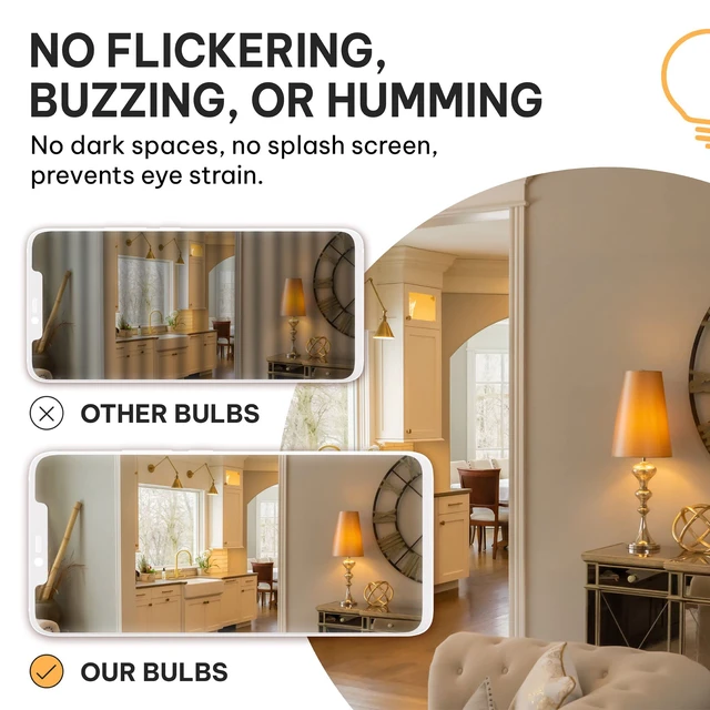 Alt view image 5 of 7 - Vintage LED Edison Light Bulbs, 60W Equivalent, E26/E27 Base, 2700K Soft White, Dimmable, ST58 Style Decorative Lights - 6 Pack