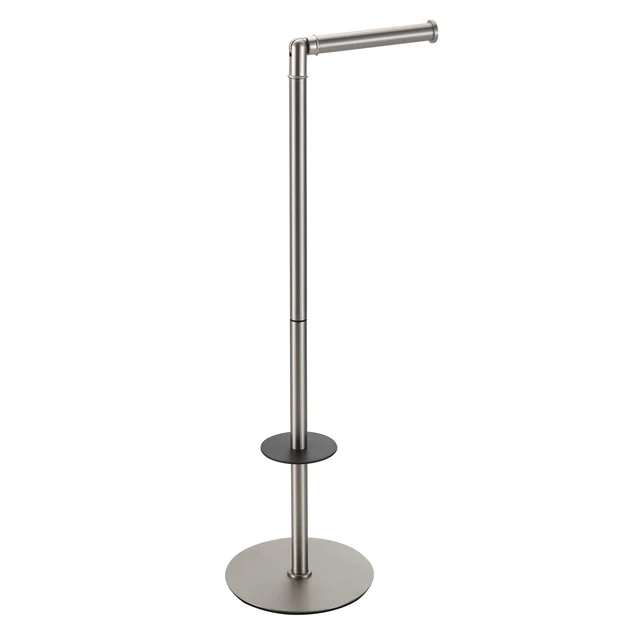 Alt view image 2 of 7 - Freestanding Toilet Paper Holder, Tissue Holder On Floor with Reserve Storage Paper Rolls, Roll Paper Holder Standing On Floor (Brushed Nickel)