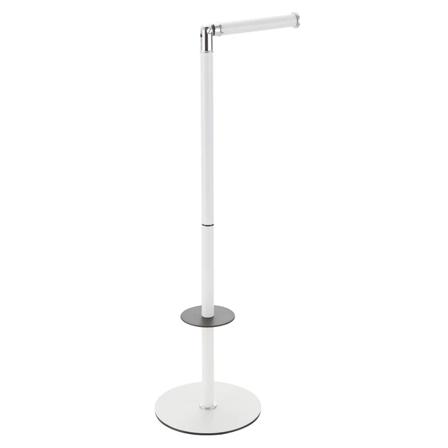 Alt view image 2 of 7 - Freestanding Toilet Paper Holder, Tissue Holder On Floor with Reserve Storage Paper Rolls, Roll Paper Holder Standing On Floor (White)