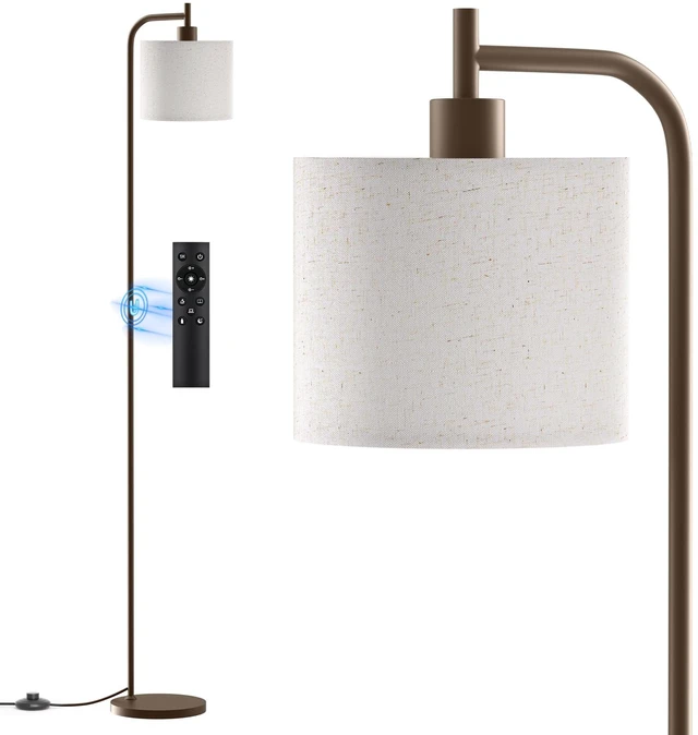 Main image of Floor Lamp for Living Room, Tall Standing Lamp with Linen Shade Dimmable with Remote Control, 3 Color Temperatures, 9W LED Bulb Included, Ideal for Bedroom, Office and Reading Corner