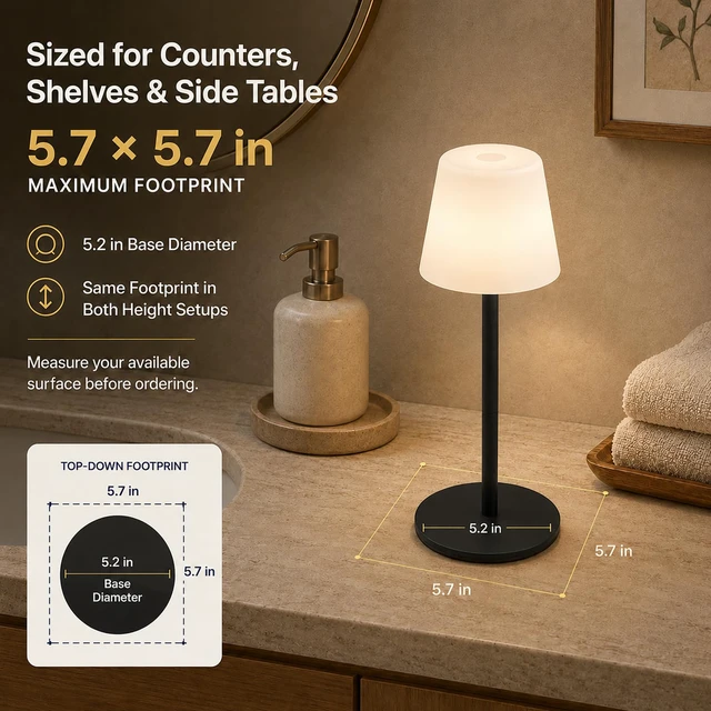 Alt view image 3 of 7 - Shower Lamp Rechargeable Waterproof Lamp, Cordless Table Lamp for Bathroom 4000mAh Battery Operated, IP65 Spa-Like Shower Light, Vanity, Bathtub and Outdoor, 3 Color Modes, Touch Dimming, Black