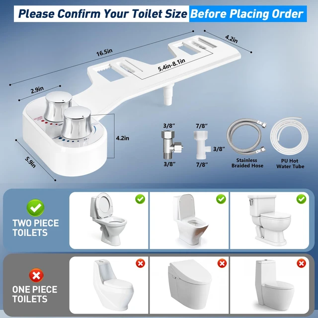 Alt view image 5 of 6 - Upgraded Hot Cold Bidet Attachment for Toilet - White Non-Electric Warm Water Bidet Toilet Attachment, Adjustable Water Pressure, Self-Clean Retractable Nozzle, Front & Rear Wash