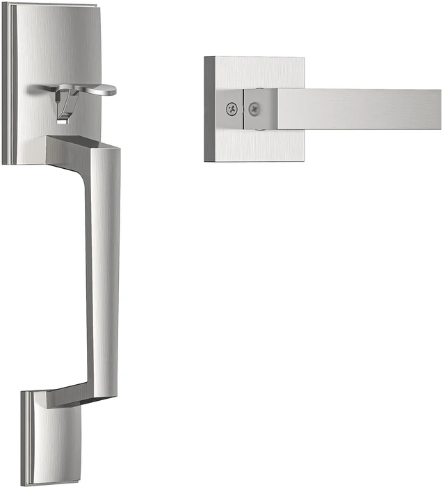Main image of Satin Nickel Front Door Handle No Lock for Home Entry Door Zinc Alloy, Reversible Exterior Door Handle for Left & Right Handed Door, Lower Half Grip, 35MM-45MM Door Thickness