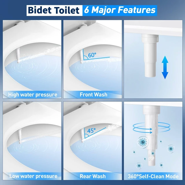 Alt view image 3 of 6 - Upgraded Hot Cold Bidet Attachment for Toilet - White Non-Electric Warm Water Bidet Toilet Attachment, Adjustable Water Pressure, Self-Clean Retractable Nozzle, Front & Rear Wash