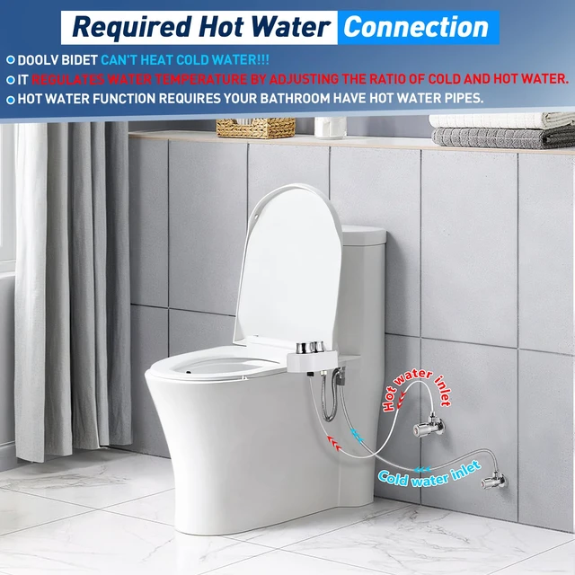 Alt view image 4 of 6 - Upgraded Hot Cold Bidet Attachment for Toilet - White Non-Electric Warm Water Bidet Toilet Attachment, Adjustable Water Pressure, Self-Clean Retractable Nozzle, Front & Rear Wash
