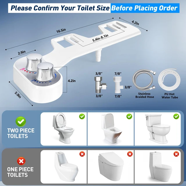 Alt view image 5 of 7 - Upgraded Hot Cold Bidet Attachment for Toilet - Chrome Non-Electric Warm Water Bidet Toilet Attachment, Adjustable Water Pressure, Self-Clean Retractable Nozzle, Front & Rear Wash