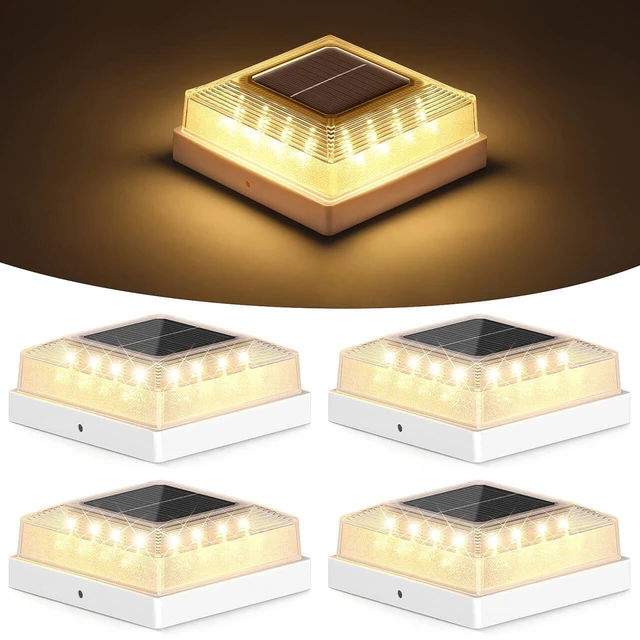 Main image of 3.5x3.5 4x4 Solar Post Cap Light Outdoor 4-Pack White 3 Lighting Modes, IP65 Waterproof, for Wooden/Vinyl Posts, Outdoor, for Garden, Patio, Fence, Deck