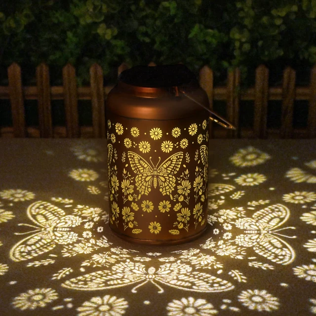 Alt view image 3 of 7 - Birthday Gifts for Women Men - 2 Pack Butterfly Solar Lanterns Outdoor Waterproof, Mothers Day Gifts for Mom Grandma, Butterflies Solar Lights Garden Decor, Outdoor Decor for Patio, Yard
