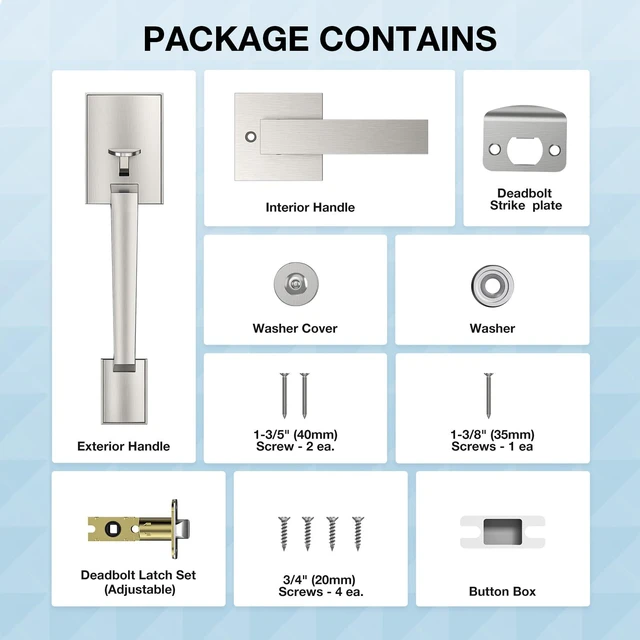 Alt view image 7 of 7 - Satin Nickel Front Door Handle No Lock for Home Entry Door Zinc Alloy, Reversible Exterior Door Handle for Left & Right Handed Door, Lower Half Grip, 35MM-45MM Door Thickness