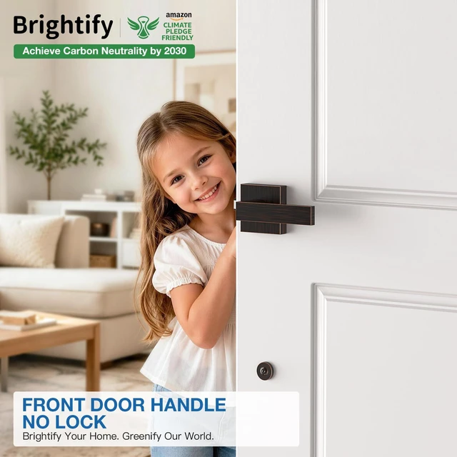 Alt view image 4 of 7 - Oil Rubbed Bronze Front Door Handle No Lock with Modern Lever Exteior Door Handle for Every Deadbolt, Long-lasting Performance, Reversible for Left & Right Door, Lower Half Grip