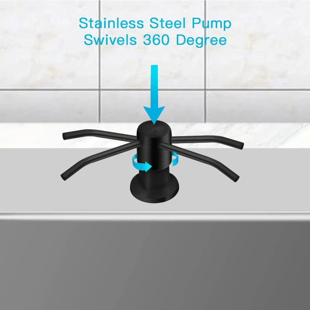 Alt view image 2 of 7 - Dish Soap Dispenser for Kitchen Sink, Countertop Sink Soap Dispenser Water Pump with 47 No-Spill Extension Tube Kit Design for Kitchen Bathroom, Easy to Press, No More Refills Black