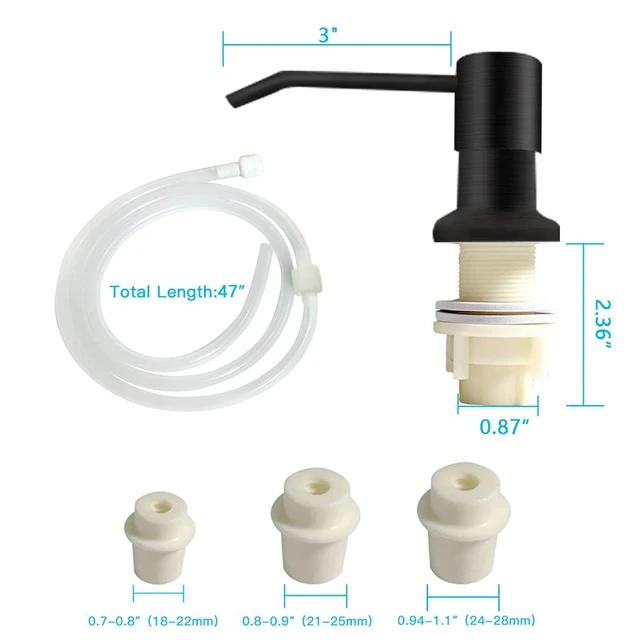 Alt view image 5 of 7 - Dish Soap Dispenser for Kitchen Sink, Countertop Sink Soap Dispenser Water Pump with 47 No-Spill Extension Tube Kit Design for Kitchen Bathroom, Easy to Press, No More Refills Black
