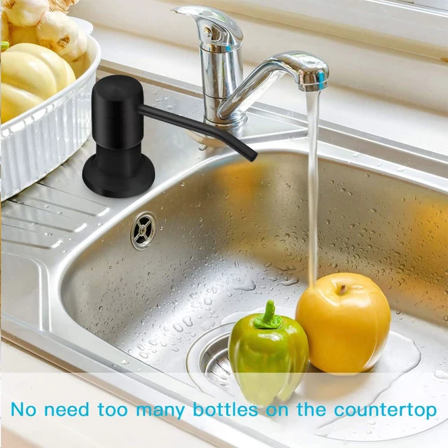 Alt view image 6 of 7 - Dish Soap Dispenser for Kitchen Sink, Countertop Sink Soap Dispenser Water Pump with 47 No-Spill Extension Tube Kit Design for Kitchen Bathroom, Easy to Press, No More Refills Black