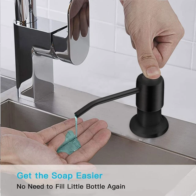 Alt view image 7 of 7 - Dish Soap Dispenser for Kitchen Sink, Countertop Sink Soap Dispenser Water Pump with 47 No-Spill Extension Tube Kit Design for Kitchen Bathroom, Easy to Press, No More Refills Black