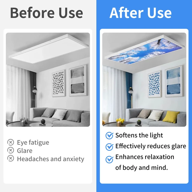 Alt view image 3 of 7 - 4 Pcs Fluorescent Light Covers - Light Covers for Ceiling Lights Classroom, Magnetic Light Filters for Office, Hospitals, Home 4 x 2 Feet (winter)