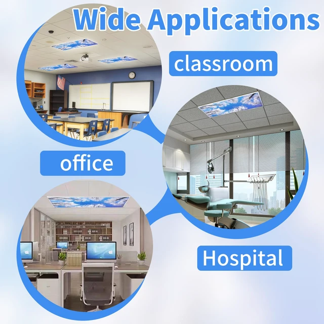 Alt view image 5 of 7 - 4 Pcs Fluorescent Light Covers - Light Covers for Ceiling Lights Classroom, Magnetic Light Filters for Office, Hospitals, Home 4 x 2 Feet (winter)