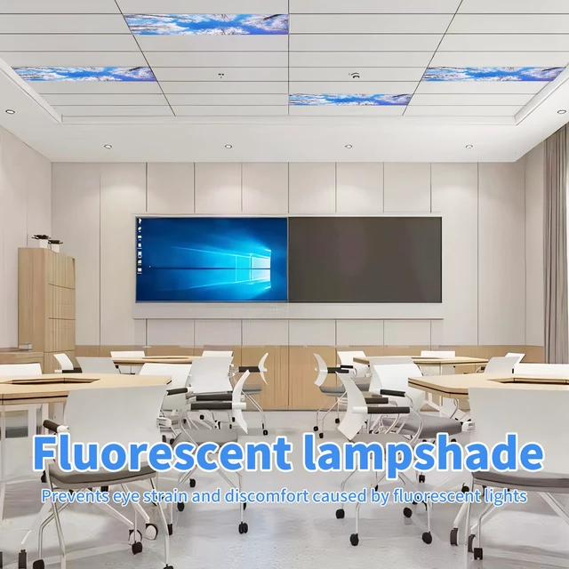Alt view image 6 of 7 - 4 Pcs Fluorescent Light Covers - Light Covers for Ceiling Lights Classroom, Magnetic Light Filters for Office, Hospitals, Home 4 x 2 Feet (winter)