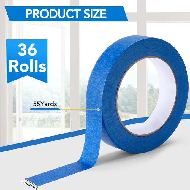 Alt view image 4 of 7 - 36 Packs Painters Tape,Blue Tape,Masking Tape for Multi-Purpose 1 Inch Wide (0.94 in x 55 Yds), Masking Tape Bulk,DIY Artist Craft Arts, Decoration, Drafting, No Residue