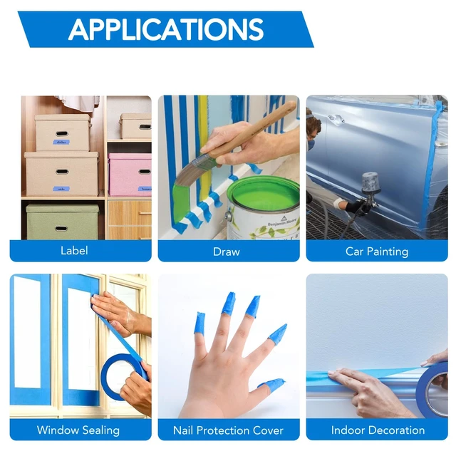 Alt view image 7 of 7 - 36 Packs Painters Tape,Blue Tape,Masking Tape for Multi-Purpose 1 Inch Wide (0.94 in x 55 Yds), Masking Tape Bulk,DIY Artist Craft Arts, Decoration, Drafting, No Residue