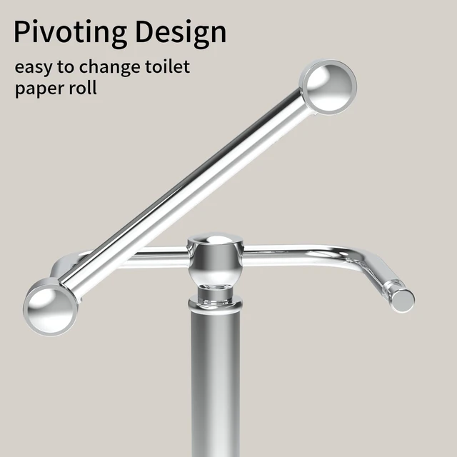 Alt view image 2 of 6 - Toilet Paper Holder Stand, Toilet Paper Holder Free Standing,Post Pivoting Design & Stable Weighted Base SUS304 Stainless Steel for Bathroom (Chrome)