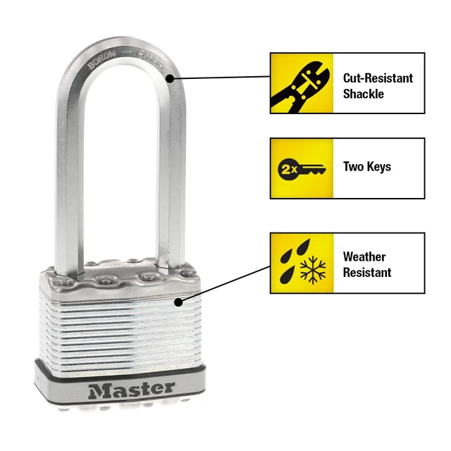 Alt view image 2 of 7 - M5XQLJ Magnum Heavy Duty Outdoor Padlock with Key, 4 Pack Keyed-Alike