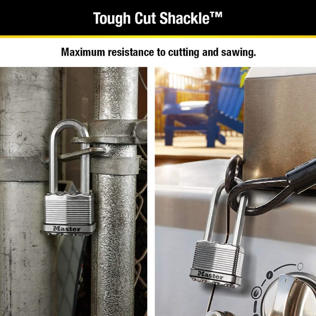 Alt view image 3 of 7 - M5XQLJ Magnum Heavy Duty Outdoor Padlock with Key, 4 Pack Keyed-Alike