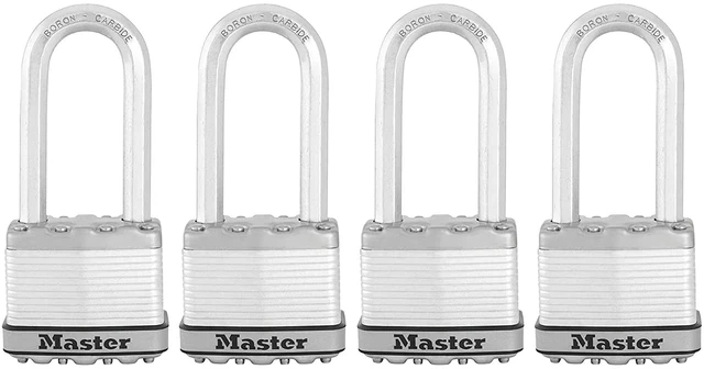 Main image of M5XQLJ Magnum Heavy Duty Outdoor Padlock with Key, 4 Pack Keyed-Alike