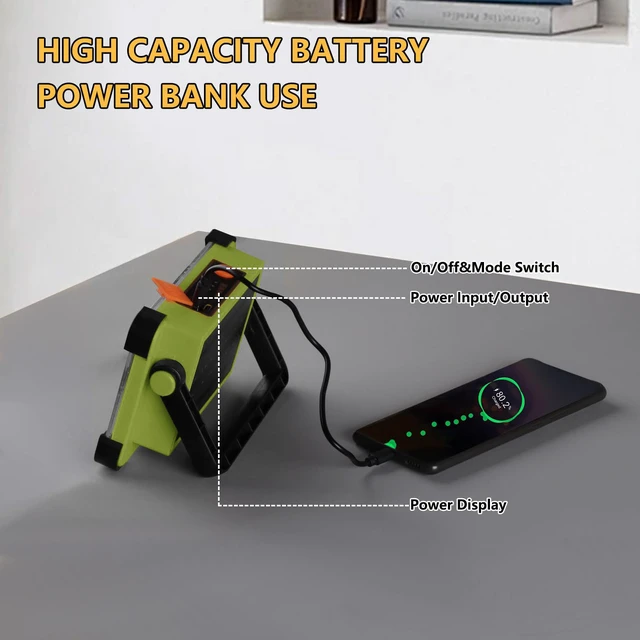 Alt view image 6 of 7 - 120W Solar Rechargeable Work Light, 144 LED Portable Flood Light with Stand, IP66 Waterproof 4 Modes LED Job Site Lighting Flashlights for Mechanic Camping Fishing Car Repair