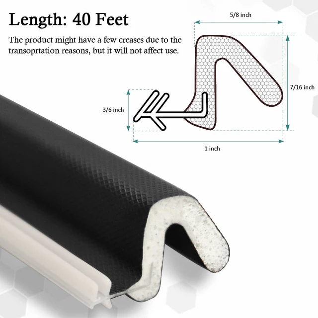 Alt view image 3 of 7 - Kerf Weather Stripping for Door Seal Strip, 40 Ft, Black Q Foam Door Weatherstrip Seal, Front Door Seal Strip for Door Frame with Slot Card, Slot Installation, Easy Cut to Size