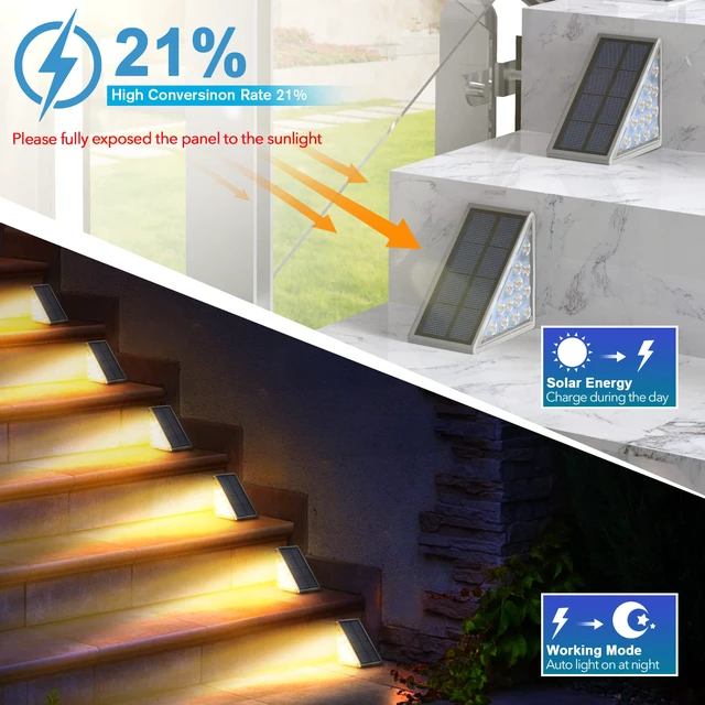Alt view image 3 of 6 - LED Solar Step Lights Waterproof Outdoor Stair Lights, Warm White Solar Deck Light IP67 Solar Decoration Lights for Yard, Patio, Garden, Walkways, Front Door, Pathway, Driveway, Porch 2PK