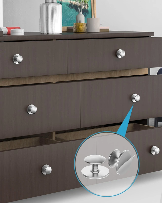Alt view image 3 of 7 - 20 Pack Silver Self-Adhesive Cabinet Knobs, Self-Stick Hardware Kitchen Cabinet Handles, No-Punch Peel and Stick Drawer Knobs for Refrigerators, Dressers, Windows, Closets