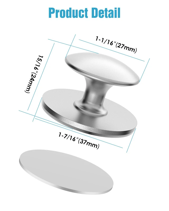 Alt view image 5 of 7 - 20 Pack Silver Self-Adhesive Cabinet Knobs, Self-Stick Hardware Kitchen Cabinet Handles, No-Punch Peel and Stick Drawer Knobs for Refrigerators, Dressers, Windows, Closets