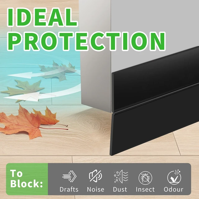 Alt view image 2 of 7 - Weather Stripping Door Seal, 1.8in Black Under Door Draft Stopper Silicone Seal Strip For Door Frame Side, Window, Shower Bottom Seal, Strong Adhesive For Weatherproofing And Noise Reduction