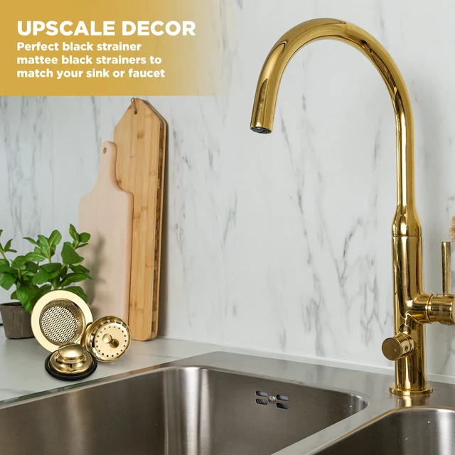 Alt view image 6 of 7 - 3 Pcs Sink Plug Stopper Disposal Drain Strainer,Light Gold Stainless Steel, Universal Fit for Kitchen Drains, Anti-clogging Mesh Basket, Strainer and Plug Stoppers for Garbage Disposal