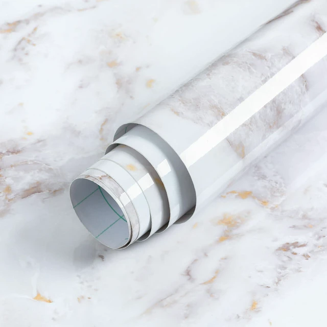 Main image of Glossy Marble Contact Paper Peel and Stick, 17.5" x 236.2" Countertop Furniture Waterpoof Self Adhesive Wallpaper Removable Cover for Kitchen Bathroom Cabinet Drawer Shelf Liner Vinyl