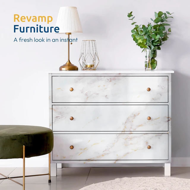 Alt view image 3 of 7 - Glossy Marble Contact Paper Peel and Stick, 17.5" x 236.2" Countertop Furniture Waterpoof Self Adhesive Wallpaper Removable Cover for Kitchen Bathroom Cabinet Drawer Shelf Liner Vinyl