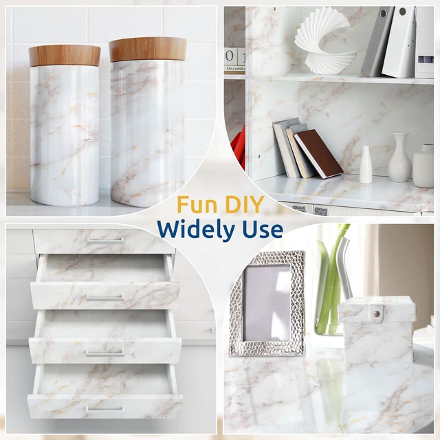 Alt view image 7 of 7 - Glossy Marble Contact Paper Peel and Stick, 17.5" x 236.2" Countertop Furniture Waterpoof Self Adhesive Wallpaper Removable Cover for Kitchen Bathroom Cabinet Drawer Shelf Liner Vinyl