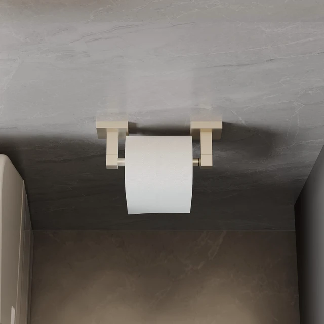 Alt view image 3 of 6 - Brushed Nickel Toilet Paper Holder Wall Mount for Bathroom Dual-Post Pivoting Tissue Roll Holder with Square Base, Rustproof 304 Stainless Steel, Screw-in, for Hotel Apartments, Modern