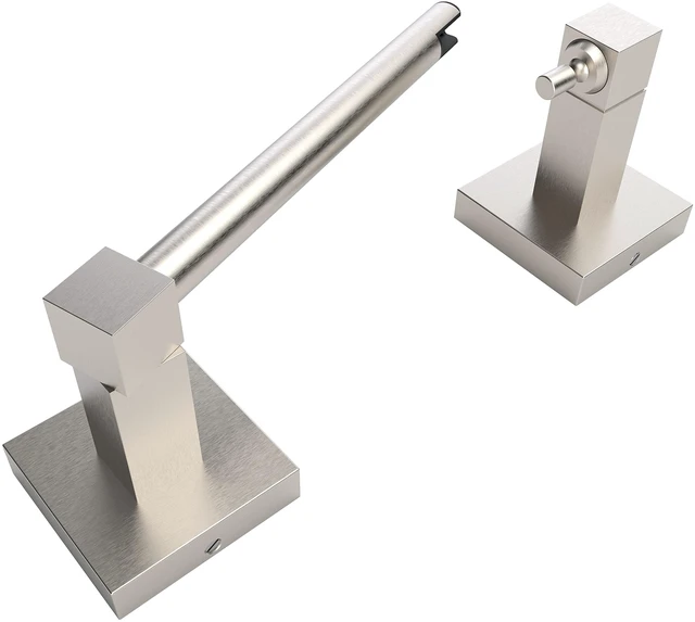 Main image of Brushed Nickel Toilet Paper Holder Wall Mount for Bathroom Dual-Post Pivoting Tissue Roll Holder with Square Base, Rustproof 304 Stainless Steel, Screw-in, for Hotel Apartments, Modern