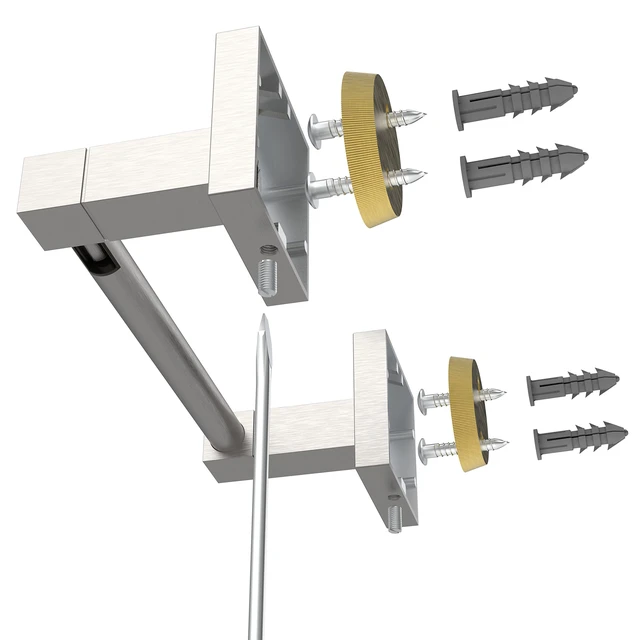 Alt view image 6 of 6 - Brushed Nickel Toilet Paper Holder Wall Mount for Bathroom Dual-Post Pivoting Tissue Roll Holder with Square Base, Rustproof 304 Stainless Steel, Screw-in, for Hotel Apartments, Modern