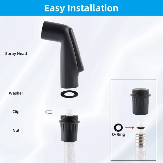 Alt view image 4 of 6 - Universal Kitchen Sink Side Sprayer Head Replacement, Matteblack NSF/ANSI/CAN 372 Certified, Sink Spray Attachment Compatible with Delta/Moen/Kohler and OEM Brand, Pull Out Sink Faucet Head