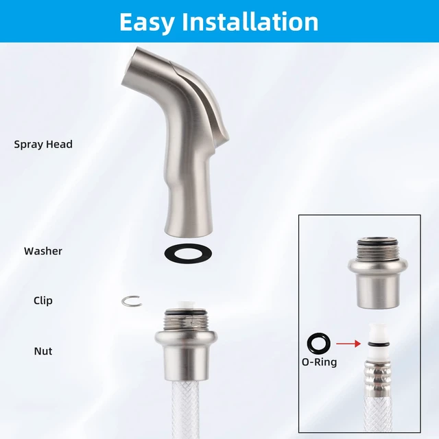 Alt view image 4 of 6 - Universal Sink Sprayer Attachment for Faucet, Brushed Nickel NSF/ANSI/CAN 372 Certified, Kitchen Side Sprayer Head Compatible with Delta, Moen, Kohler and Other OEM Brands Spray Head