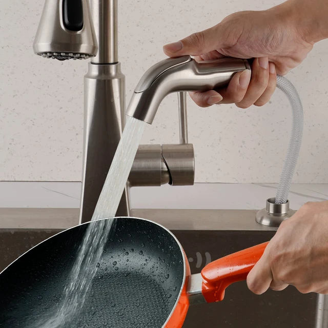 Alt view image 5 of 6 - Universal Sink Sprayer Attachment for Faucet, Brushed Nickel NSF/ANSI/CAN 372 Certified, Kitchen Side Sprayer Head Compatible with Delta, Moen, Kohler and Other OEM Brands Spray Head