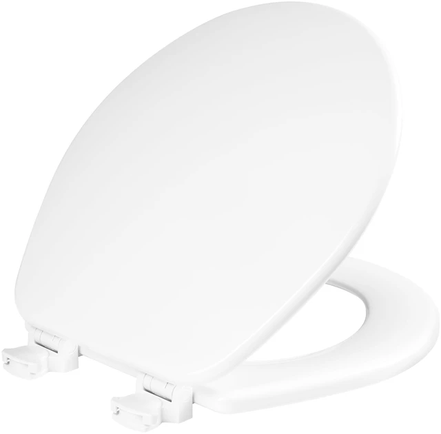 Main image of CHURCH Toilet Seat, Easy Clean Hinges Release for Deep Cleans, Durable Enameled Wood Seat, Round, White